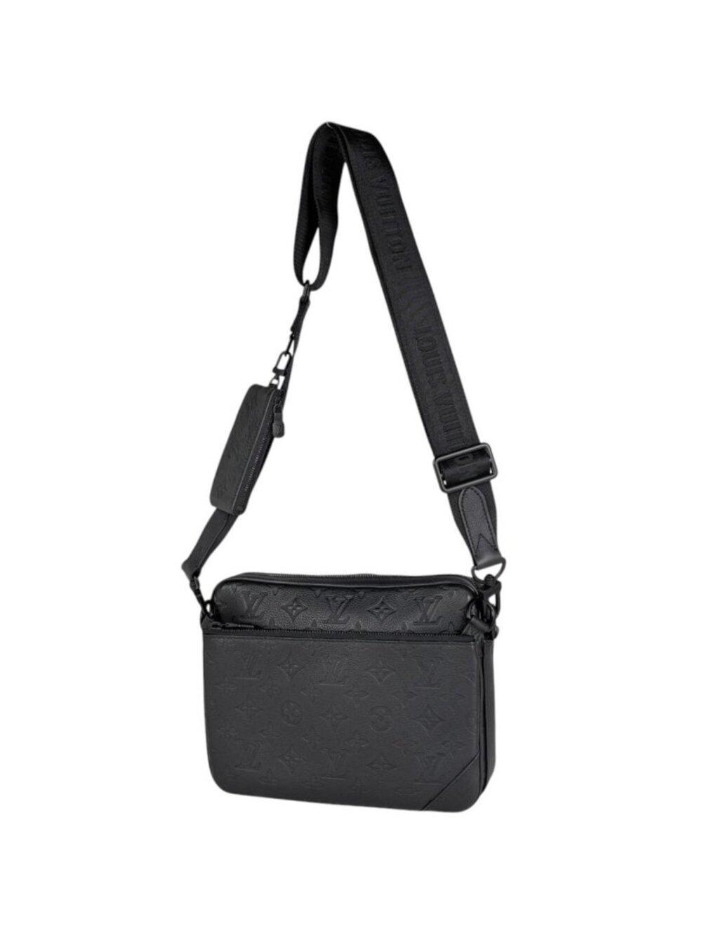 Louis Vuitton Trio Messenger Shoulder Bag Pouch Monogram Shadow Noir